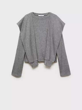 Mango Grey Sweatshirt With Decorative Sleeves